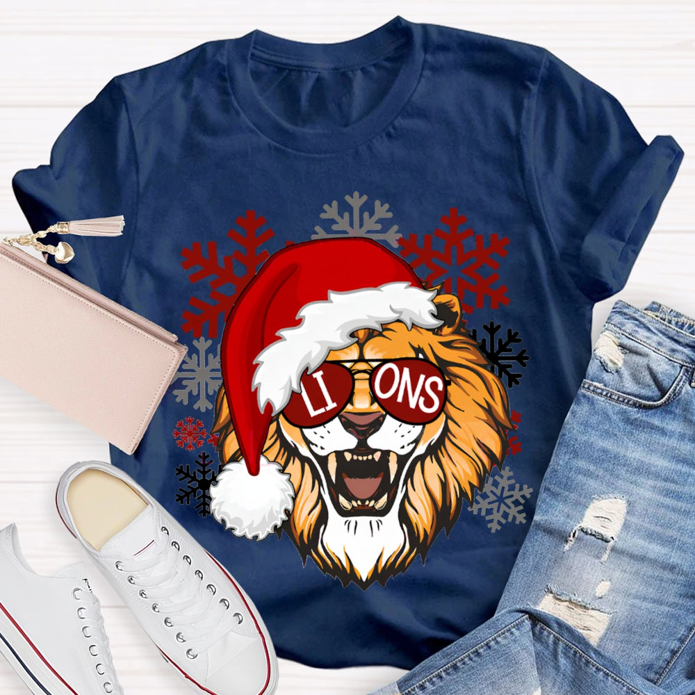 Personalized Mascot Christmas Hats And Snowflakes Christmas T-shirt
