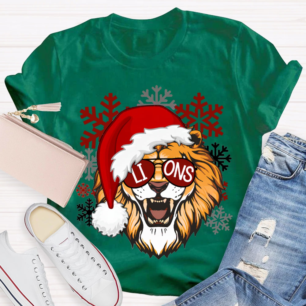 Personalized Mascot Christmas Hats And Snowflakes Christmas T-shirt
