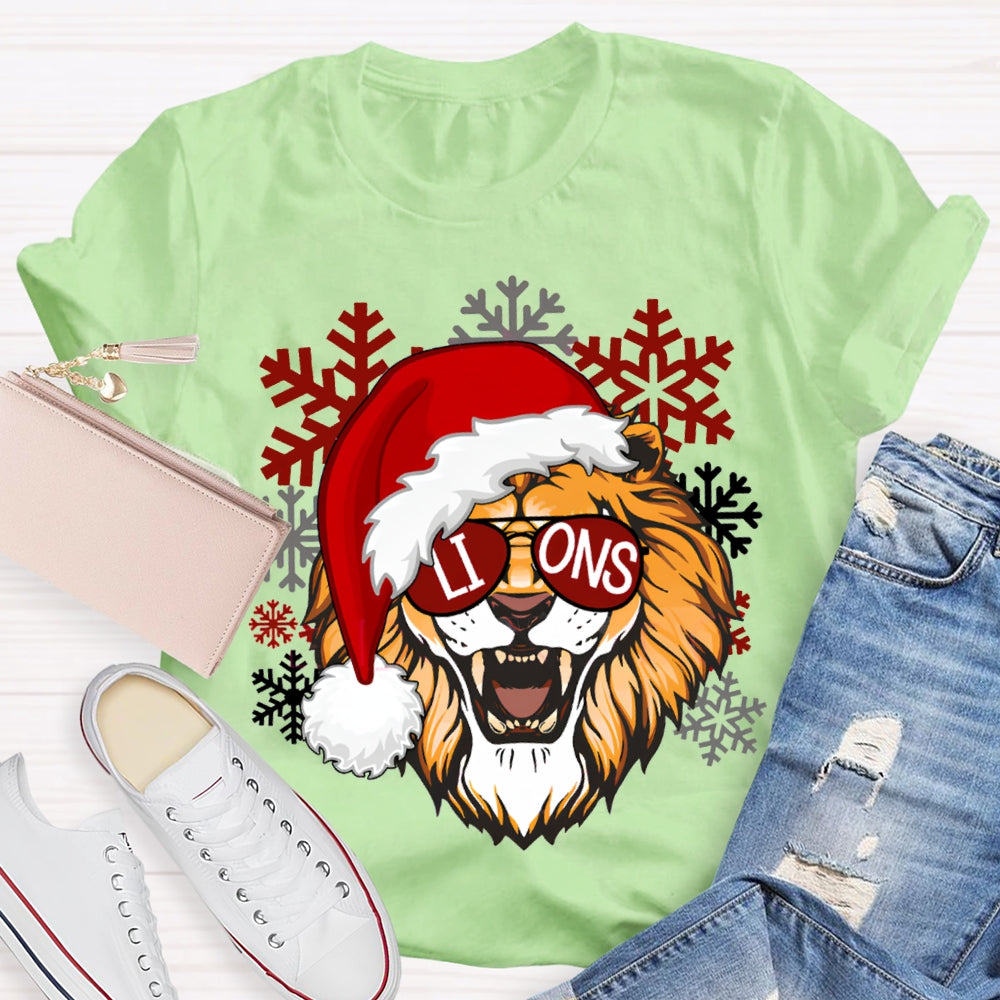 Personalized Mascot Christmas Hats And Snowflakes Christmas T-shirt