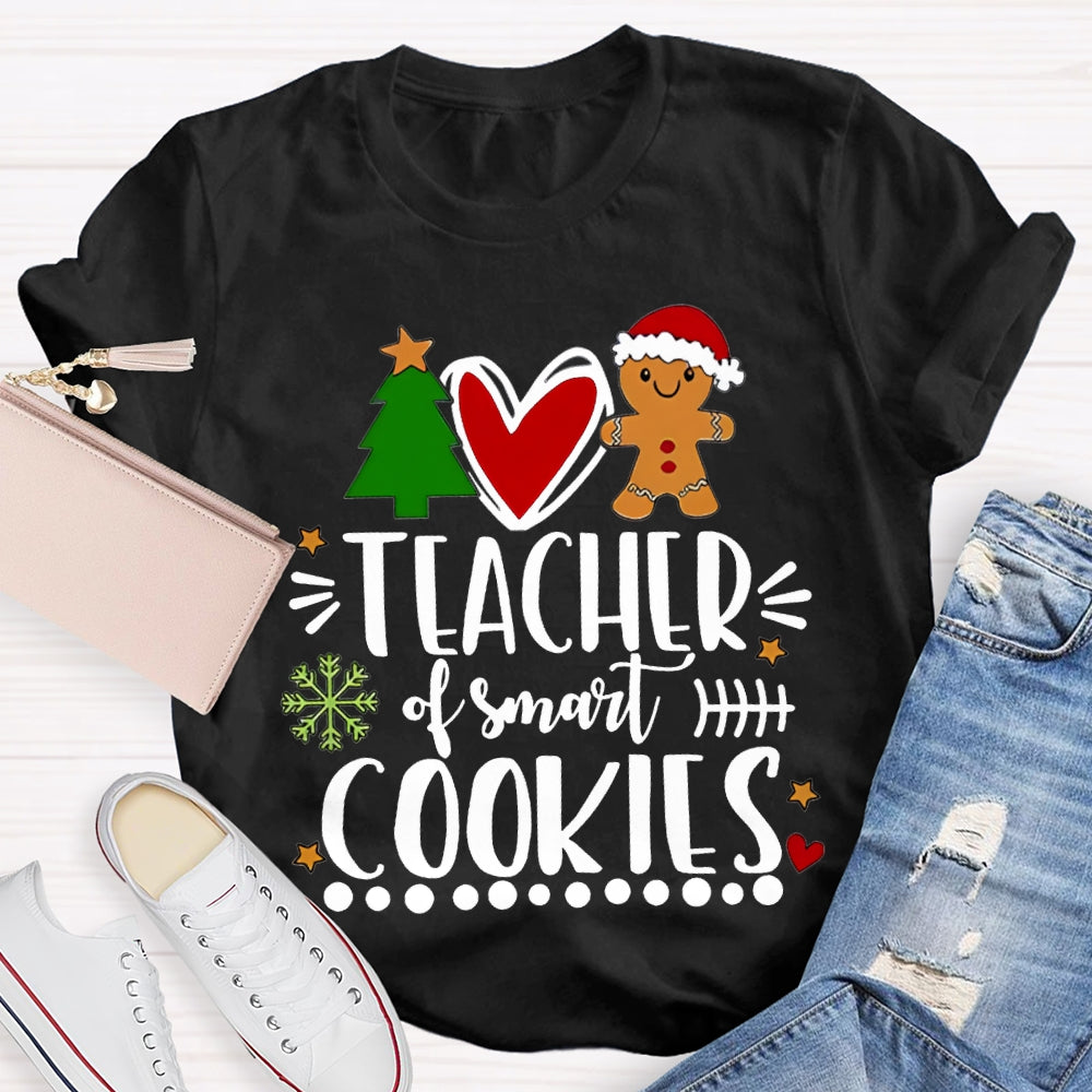 Teacher Of Smart Cookies Christmas Tree And Heart T-shirt