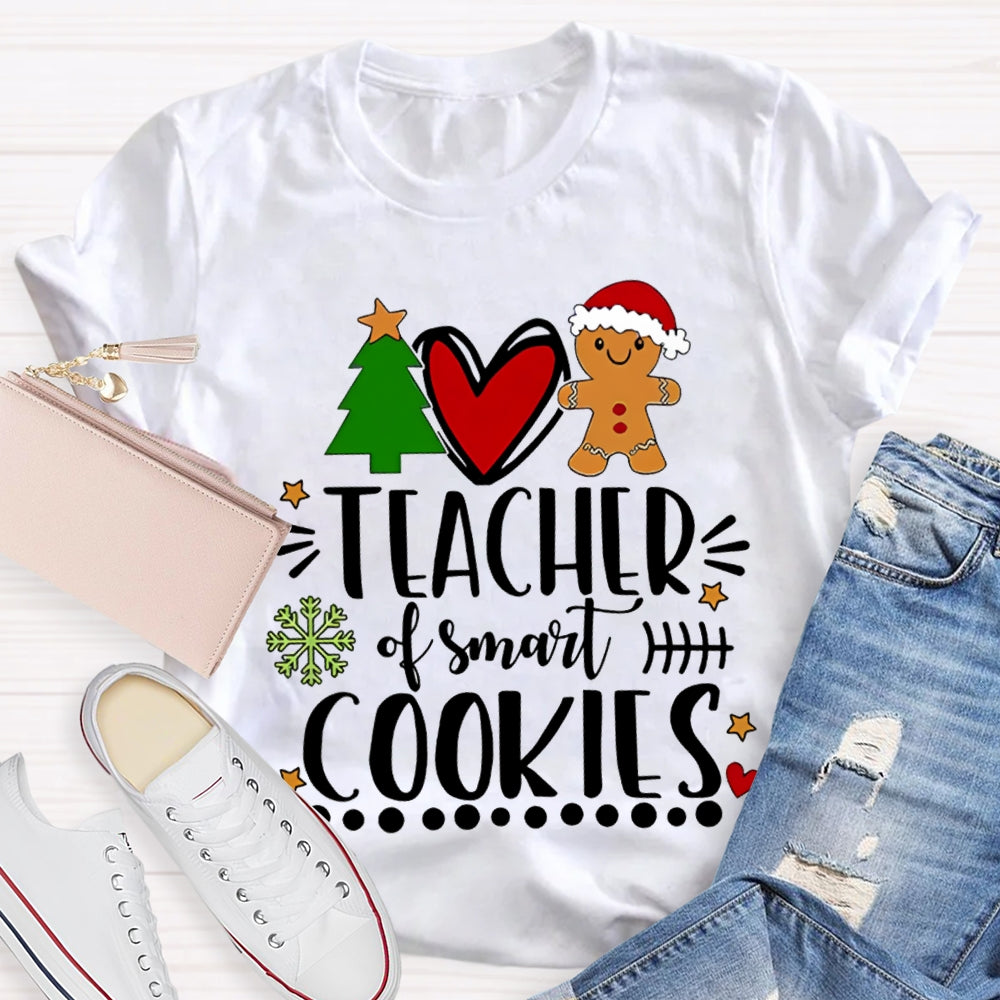 Teacher Of Smart Cookies Christmas Tree And Heart T-shirt