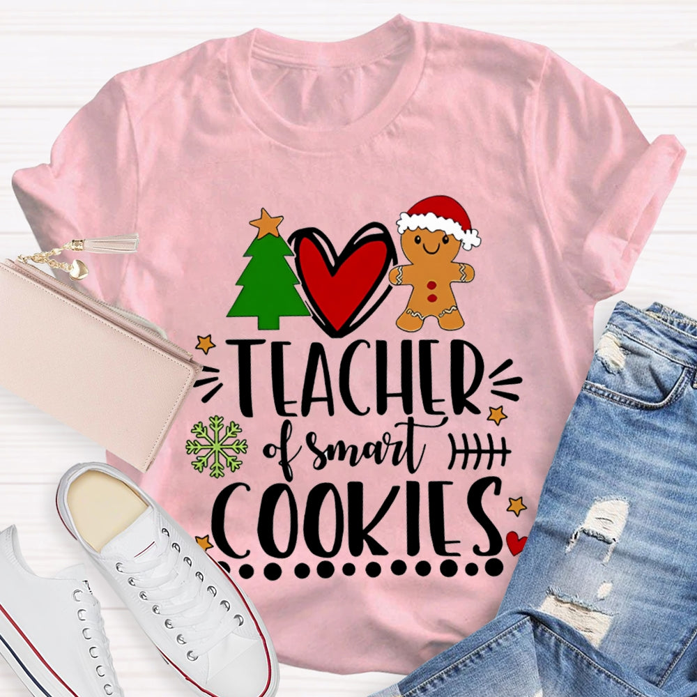 Teacher Of Smart Cookies Christmas Tree And Heart T-shirt