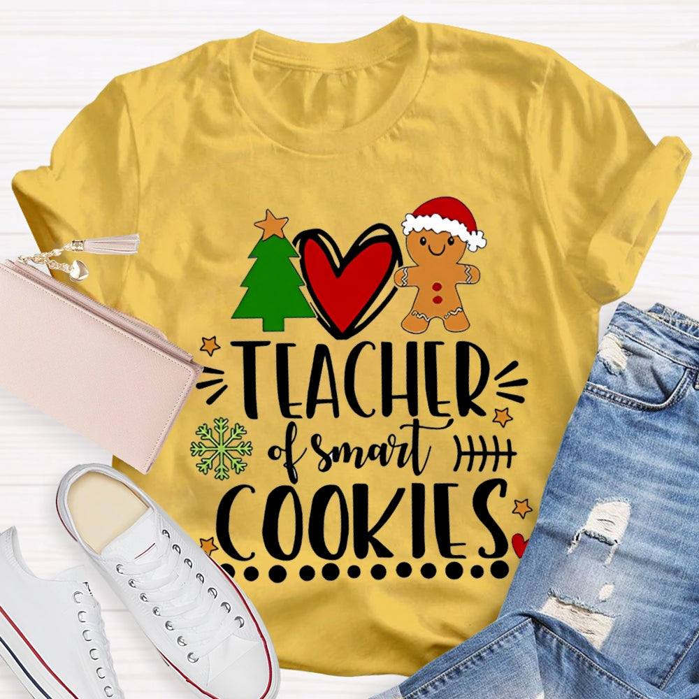 Teacher Of Smart Cookies Christmas Tree And Heart T-shirt
