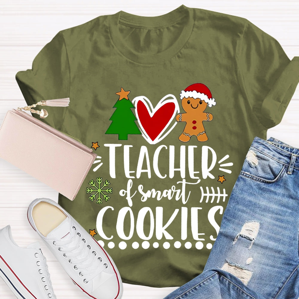 Teacher Of Smart Cookies Christmas Tree And Heart T-shirt
