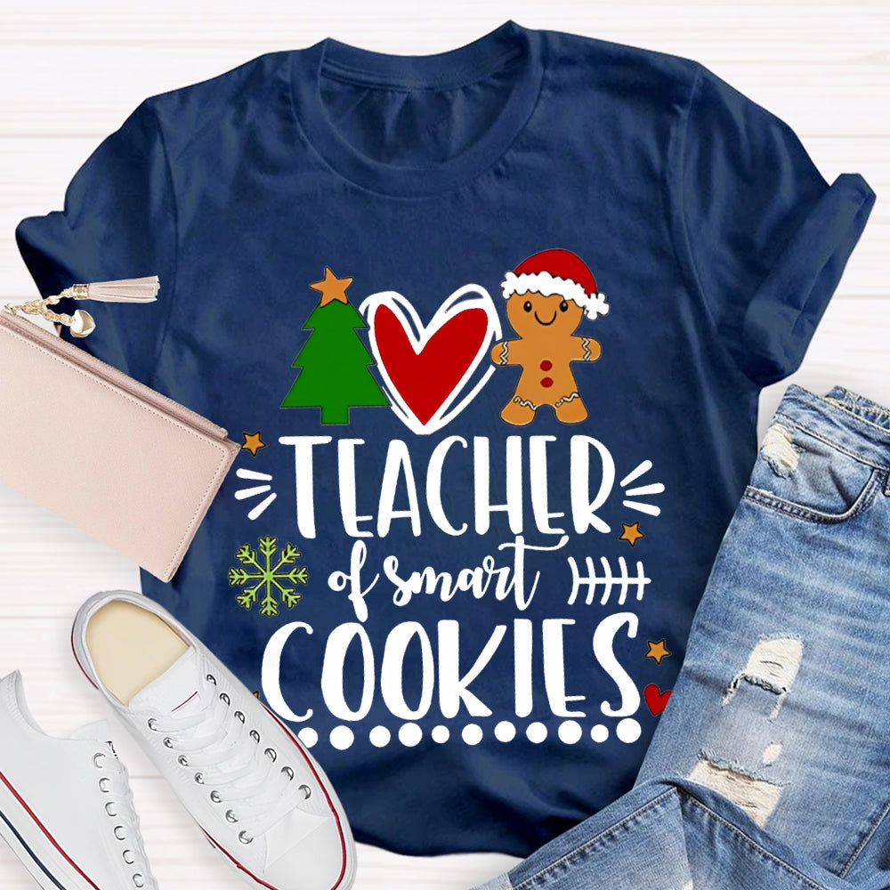 Teacher Of Smart Cookies Christmas Tree And Heart T-shirt