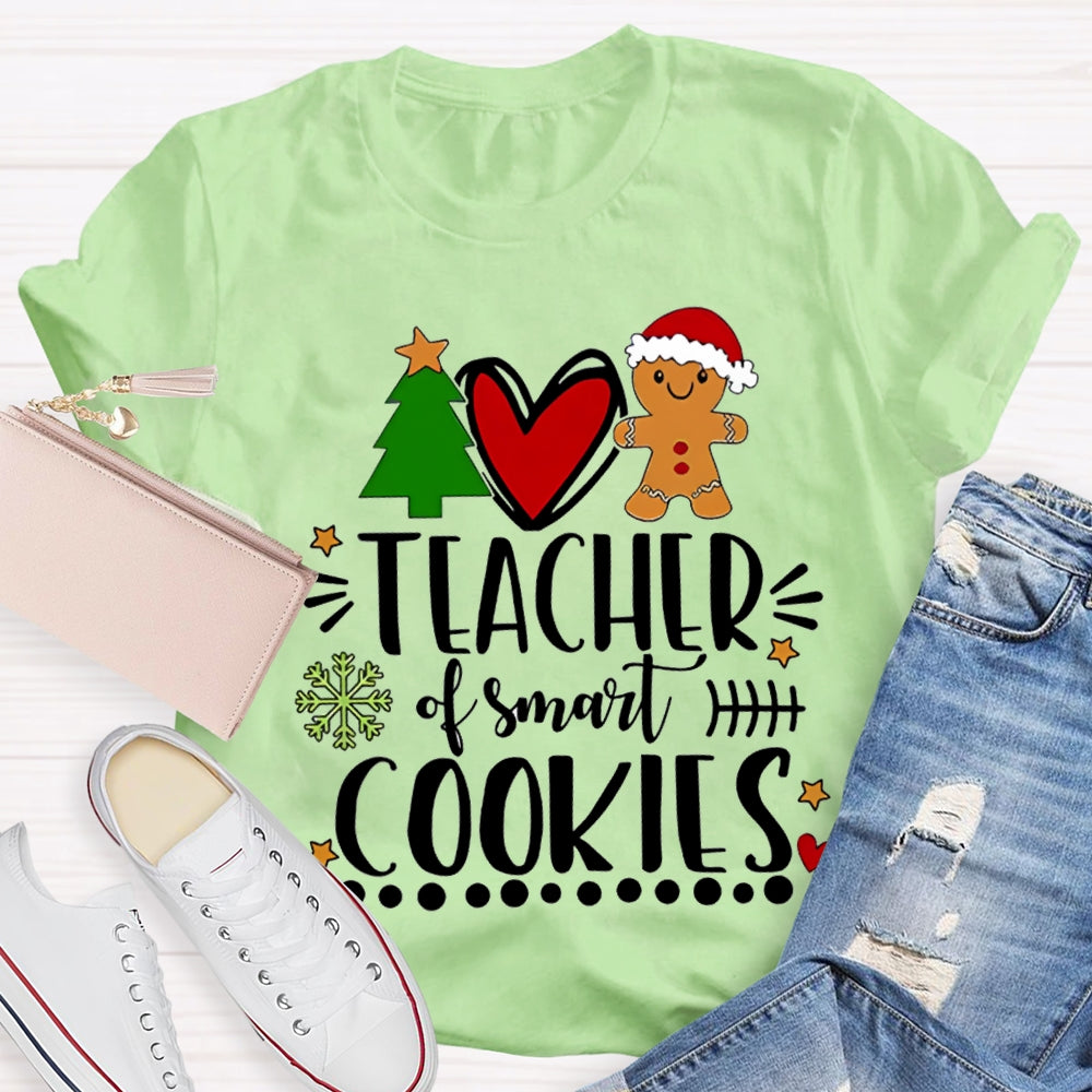 Teacher Of Smart Cookies Christmas Tree And Heart T-shirt