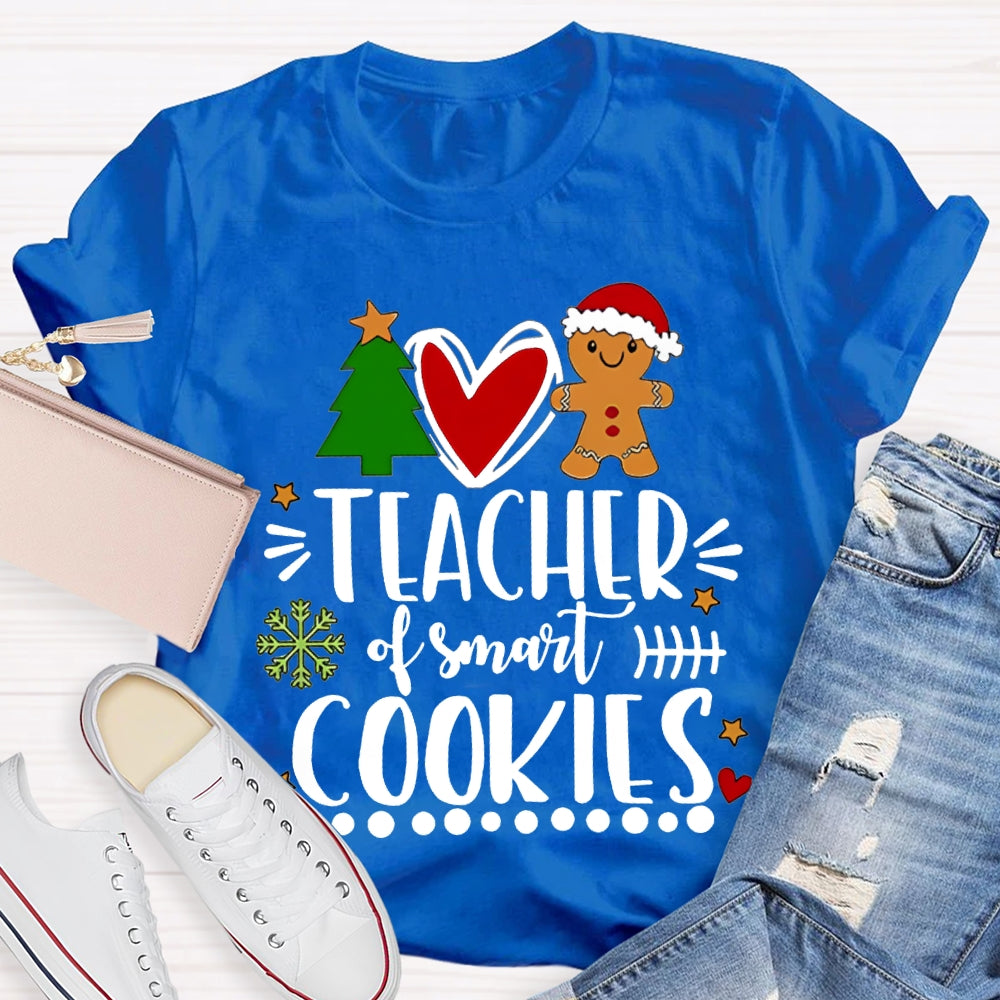 Teacher Of Smart Cookies Christmas Tree And Heart T-shirt