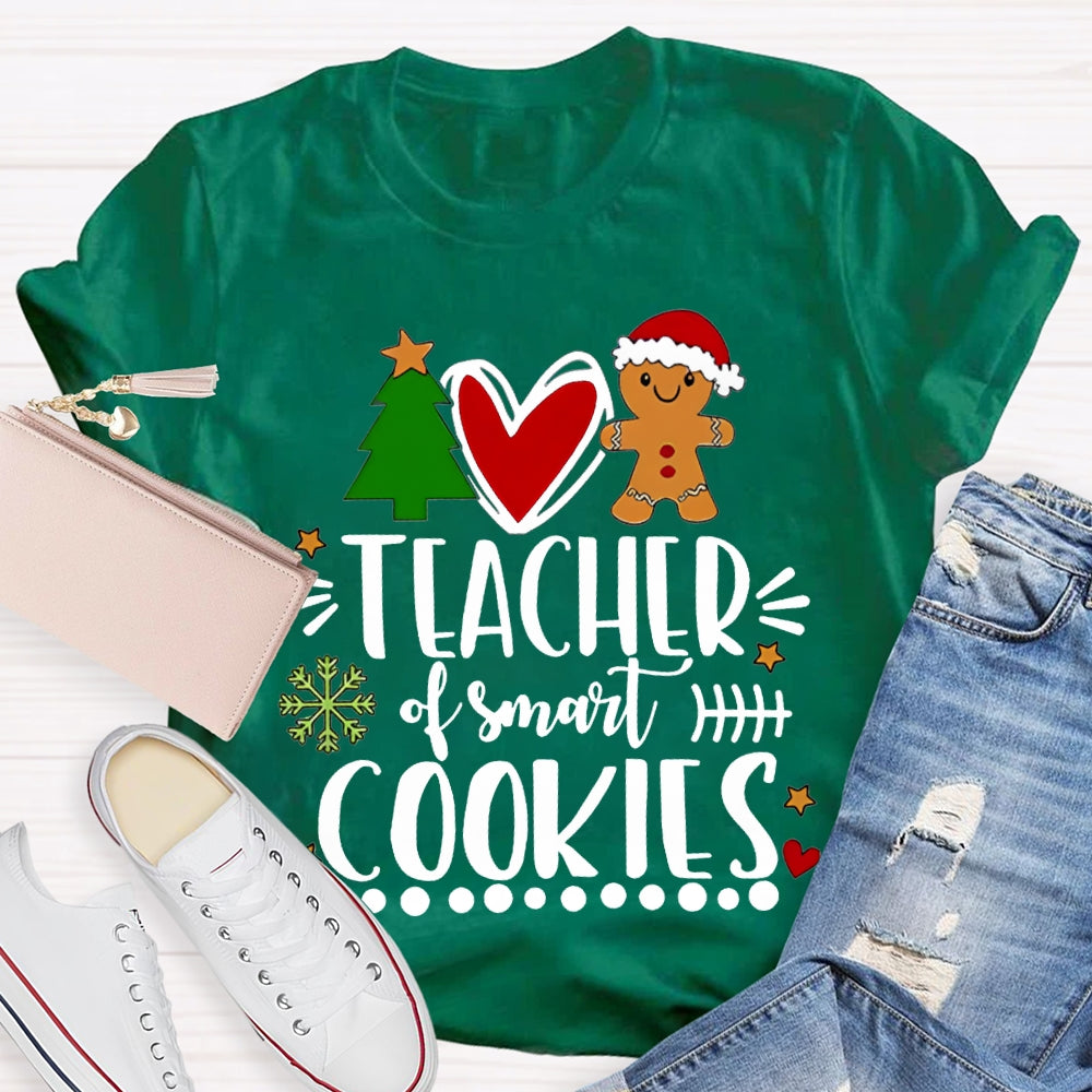 Teacher Of Smart Cookies Christmas Tree And Heart T-shirt