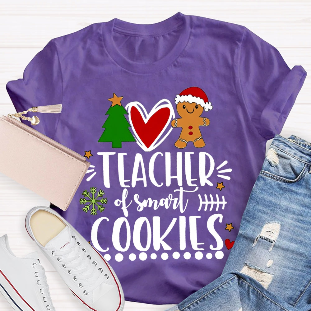 Teacher Of Smart Cookies Christmas Tree And Heart T-shirt