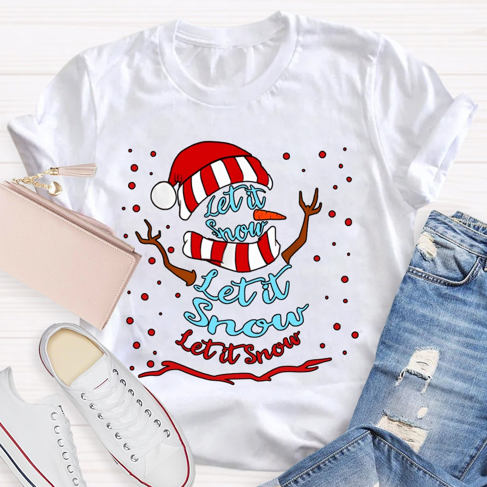 Let It Snow Christmas Hat And Snowflake Christmas T-shirt