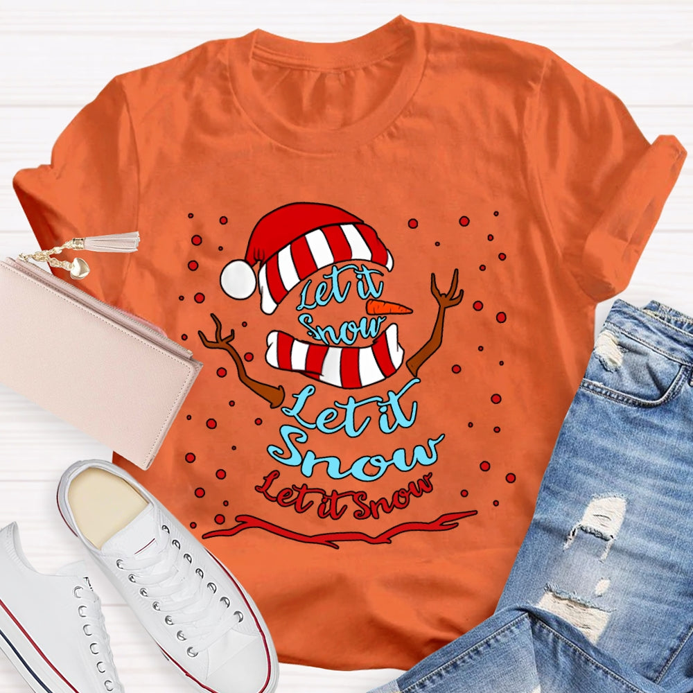 Let It Snow Christmas Hat And Snowflake Christmas T-shirt