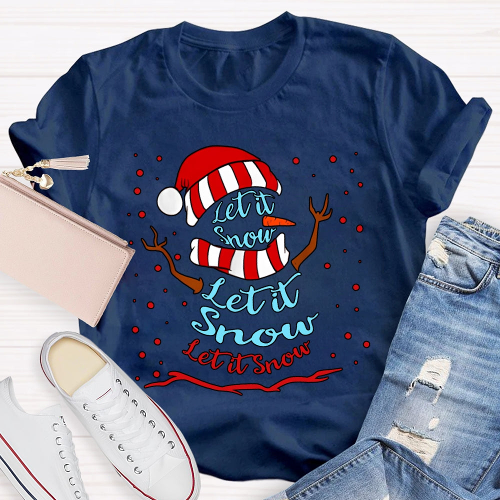 Let It Snow Christmas Hat And Snowflake Christmas T-shirt