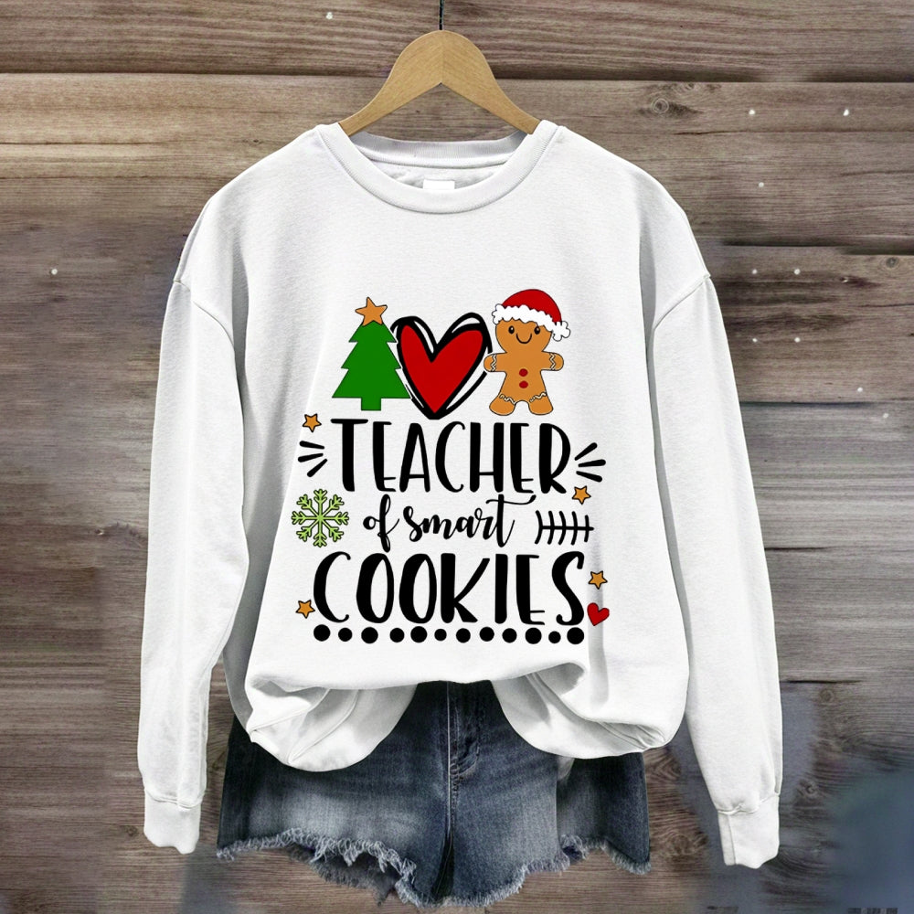Teacher Of Smart Cookies Christmas Tree And Heart Sweatshirt