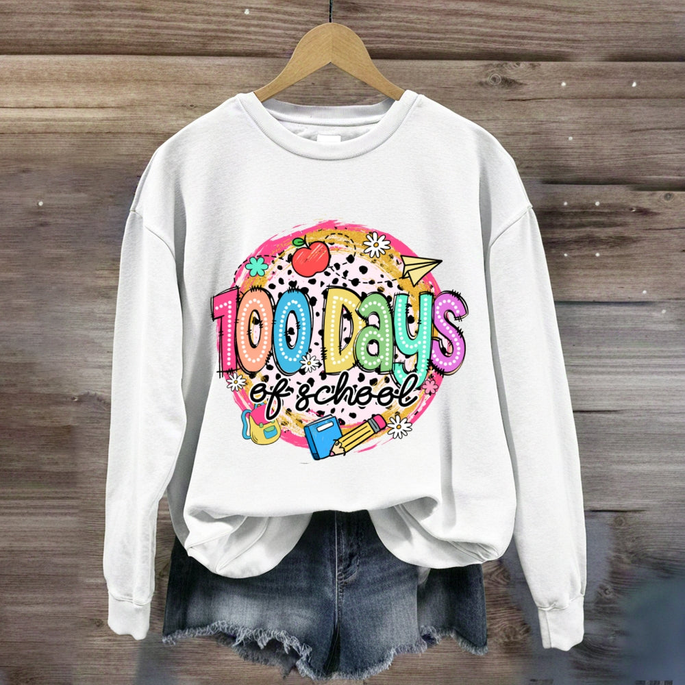 100 Days Of School Colorful Polka Dot Sweatshirt