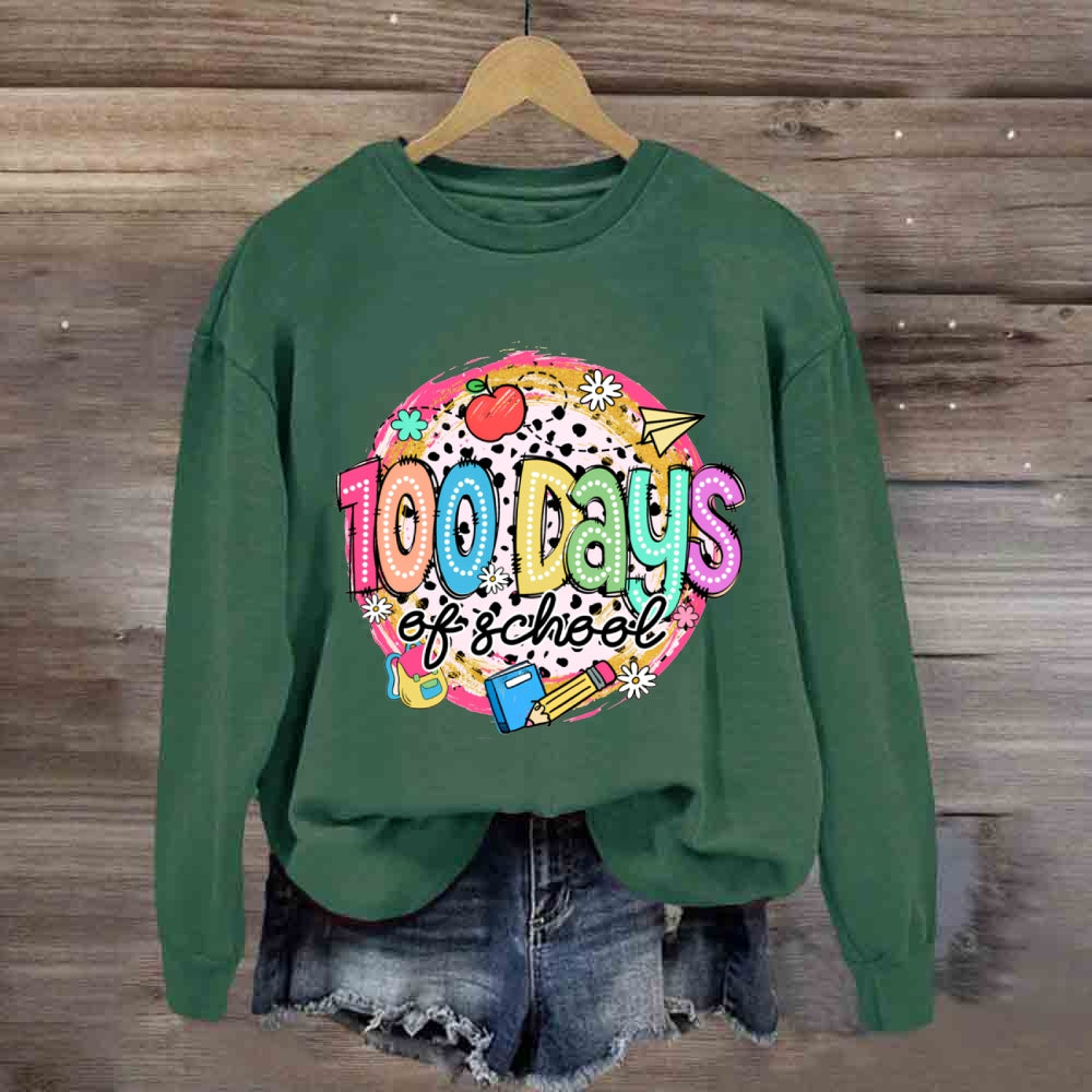 100 Days Of School Colorful Polka Dot Sweatshirt