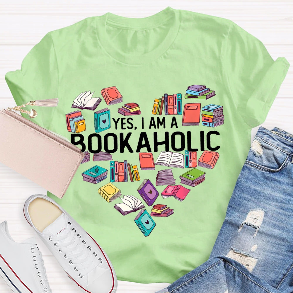 Yes I Am A Bookaholic Book Heart T-shirt