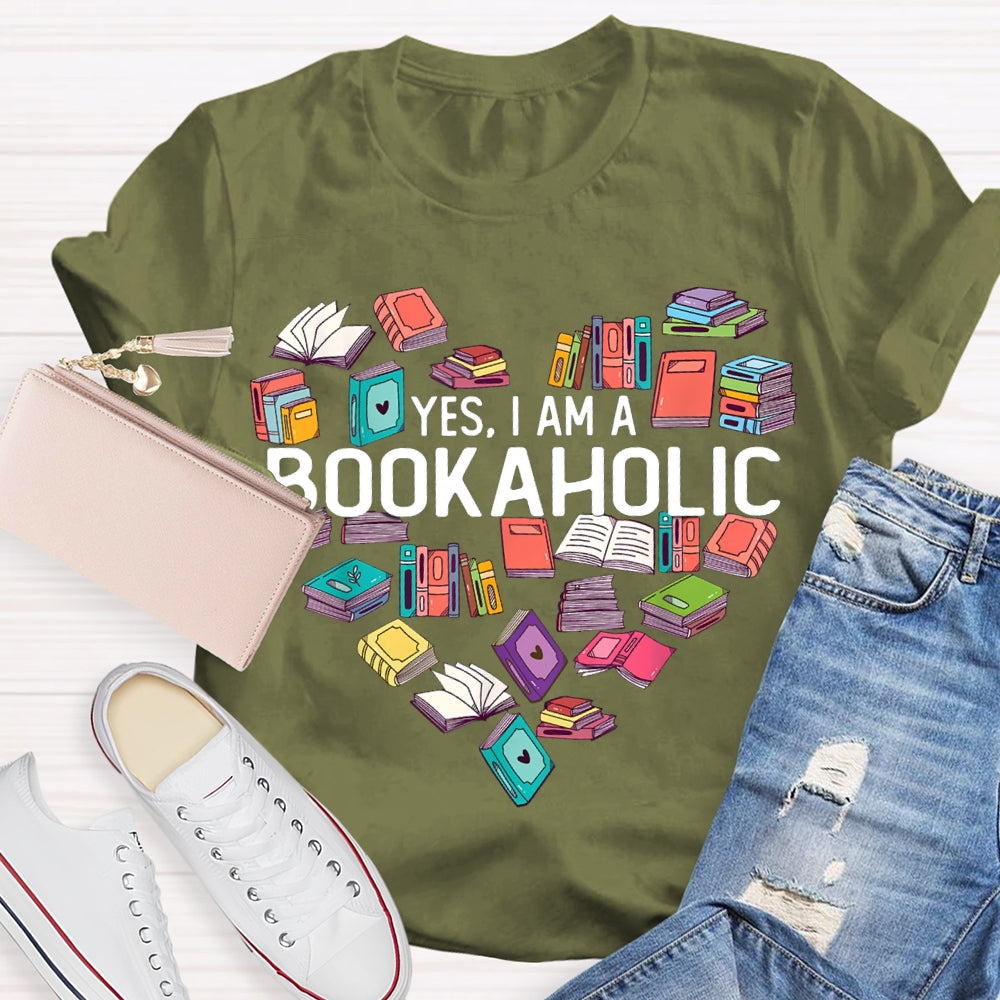 Yes I Am A Bookaholic Book Heart T-shirt