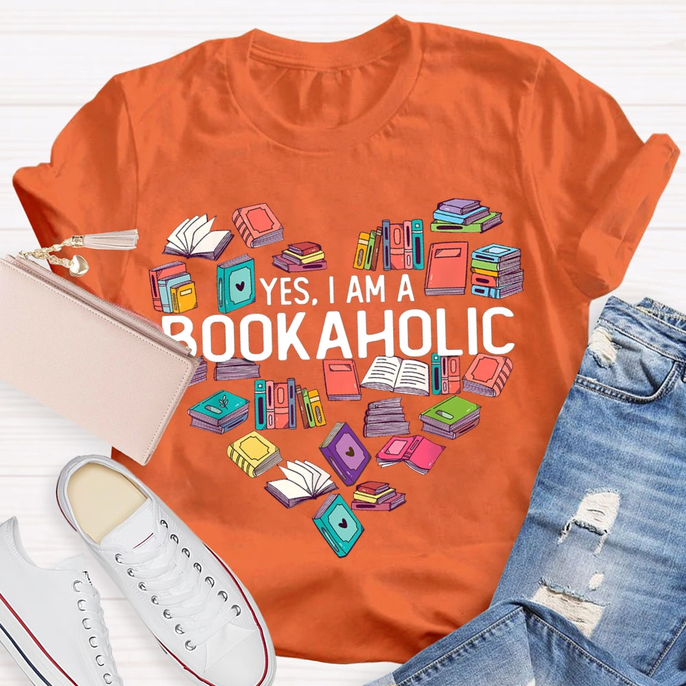 Yes I Am A Bookaholic Book Heart T-shirt