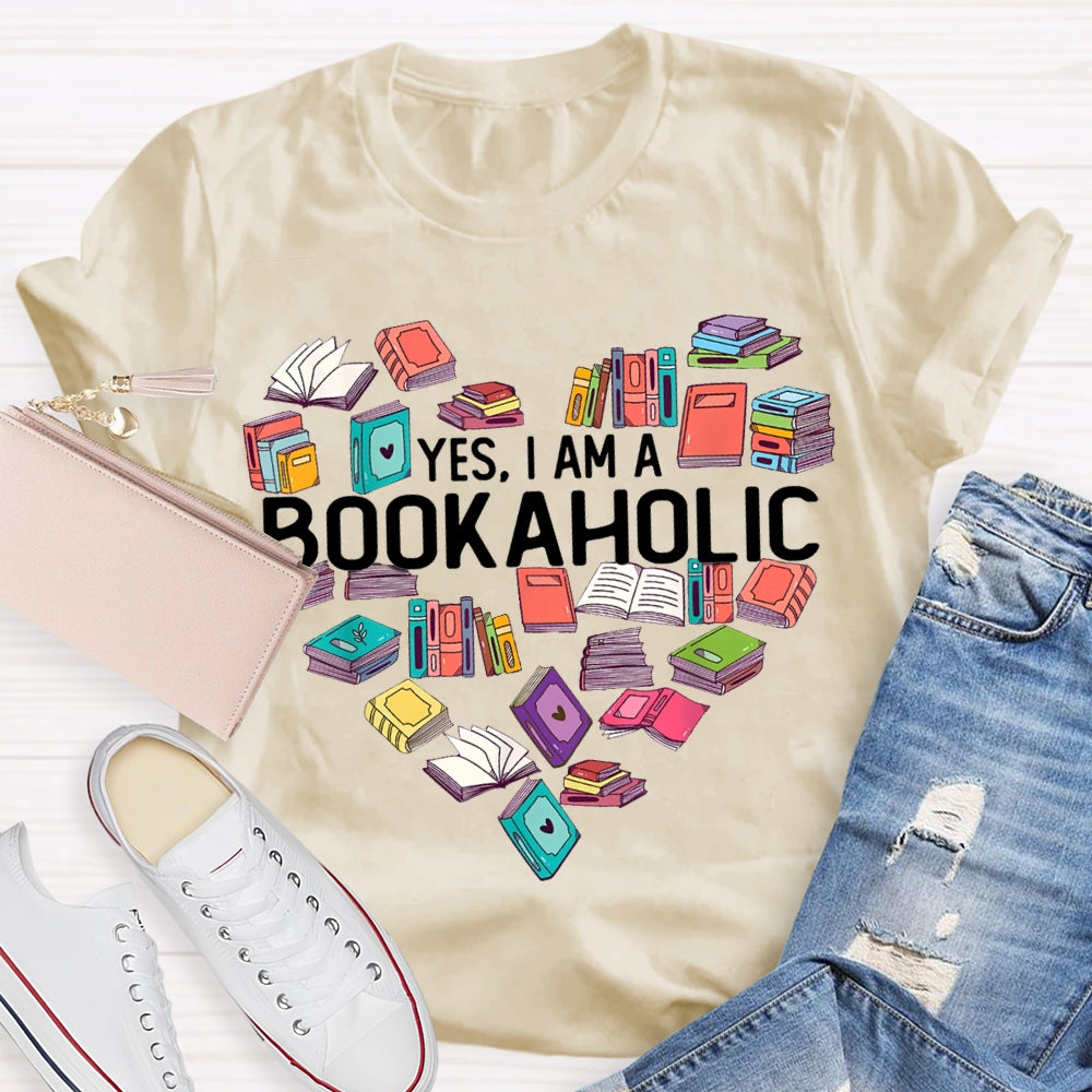 Yes I Am A Bookaholic Book Heart T-shirt
