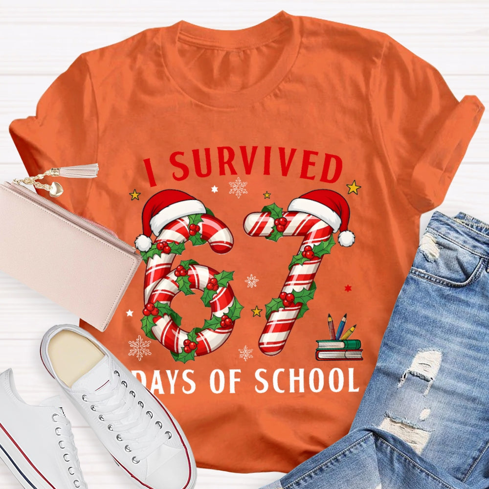 I Survived 67 Days Of School Christmas Candy Numbers T-shirt