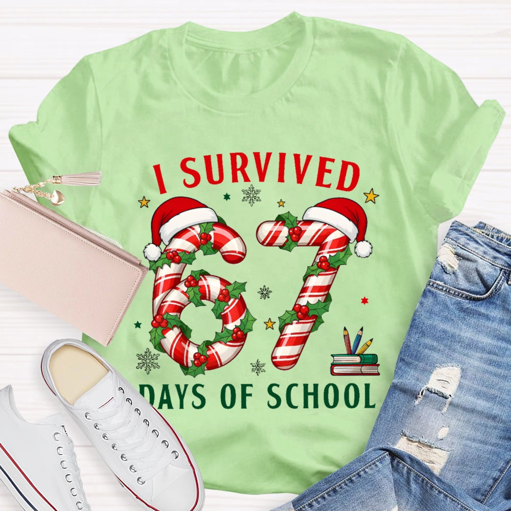 I Survived 67 Days Of School Christmas Candy Numbers T-shirt