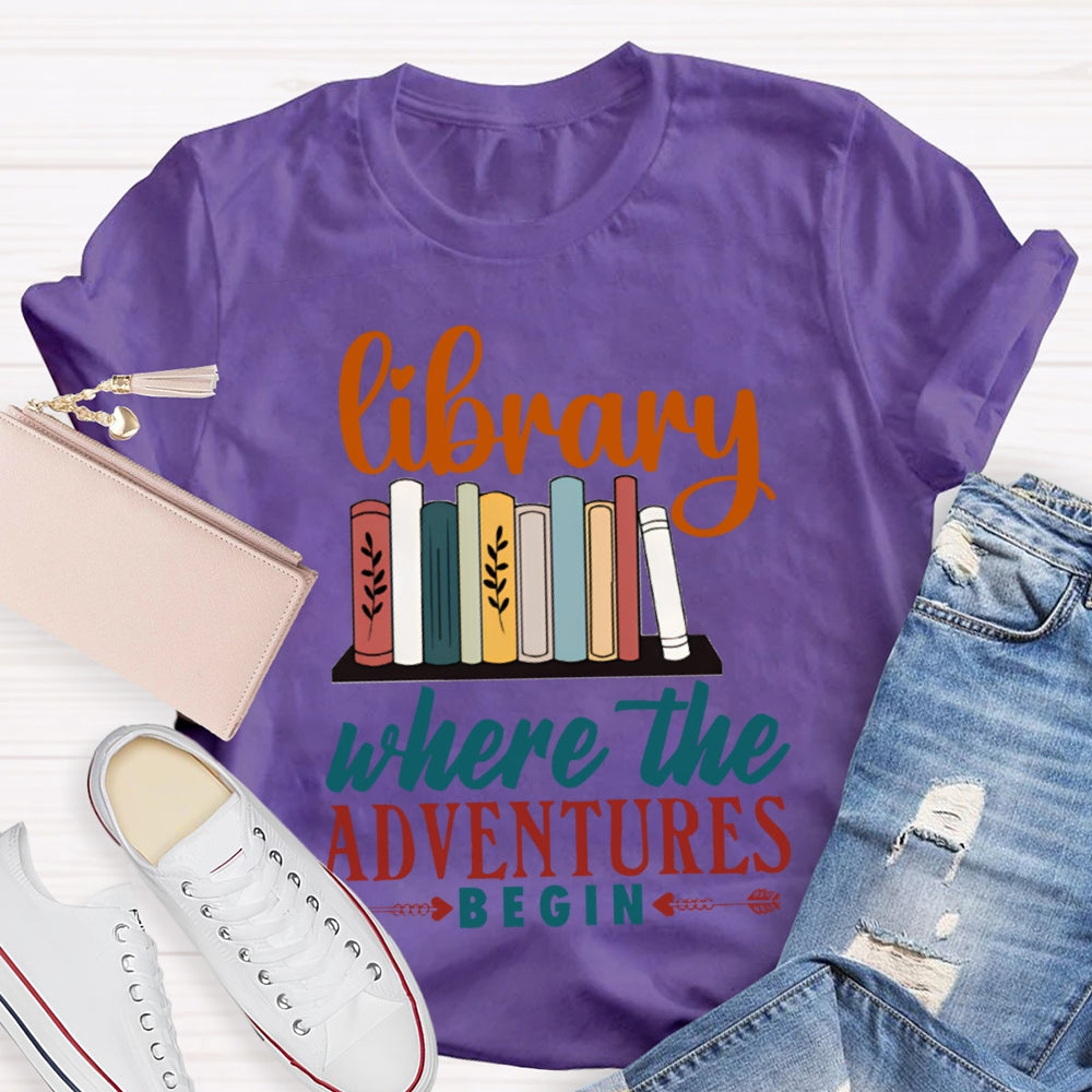 Library Where The Adventures Begin Librarian T-shirt
