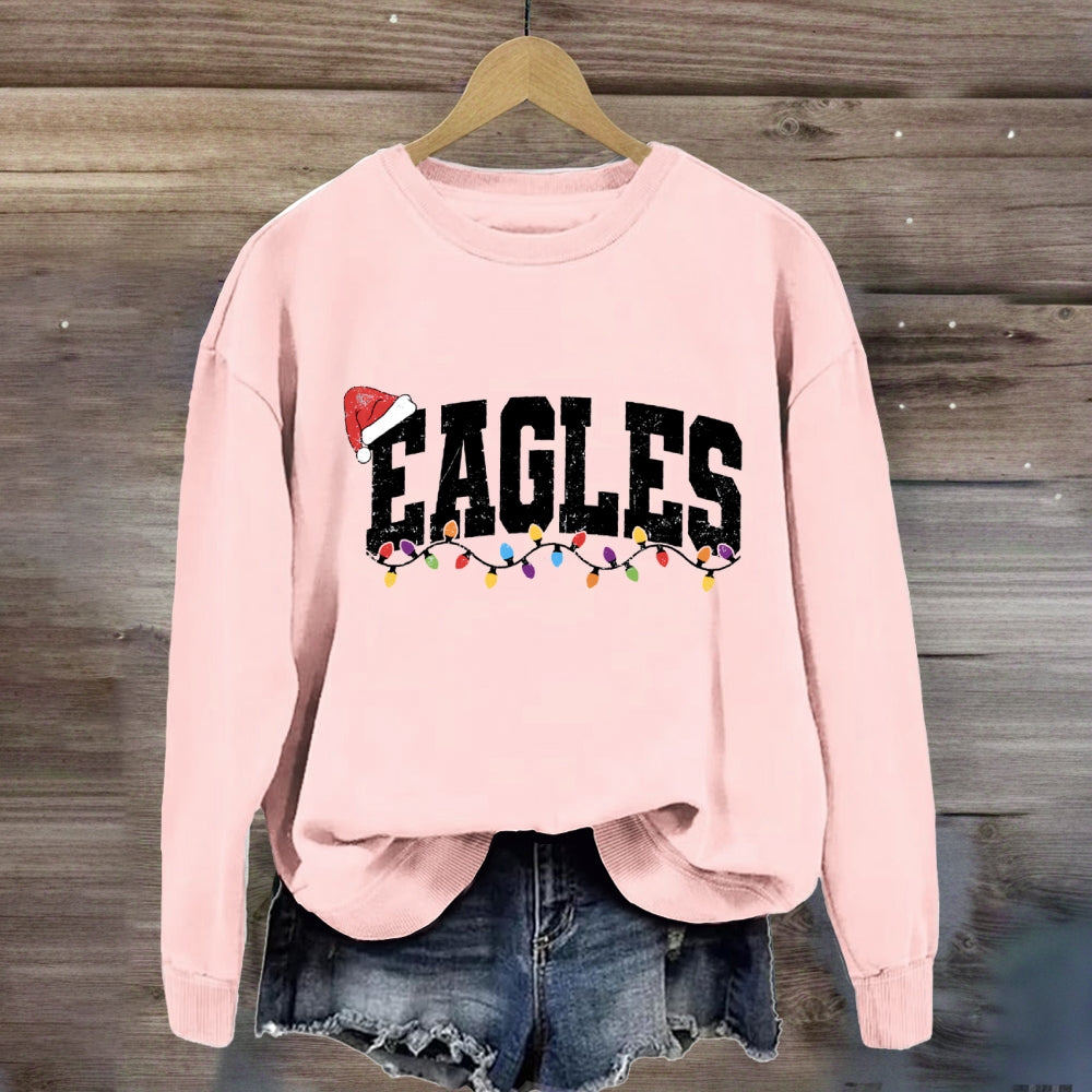 Personalized Mascot Eagles Christmas Lights Sweatshirt