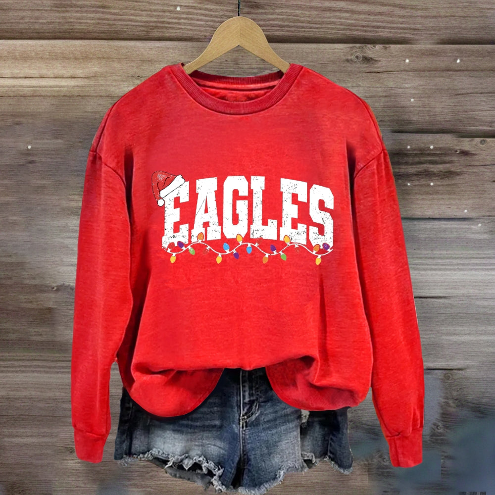 Personalized Mascot Eagles Christmas Lights Sweatshirt