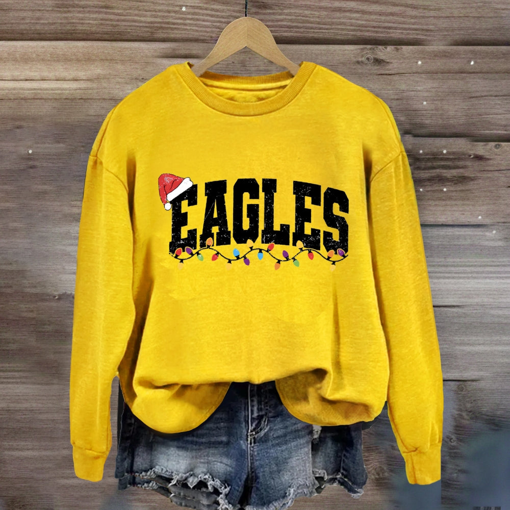 Personalized Mascot Eagles Christmas Lights Sweatshirt