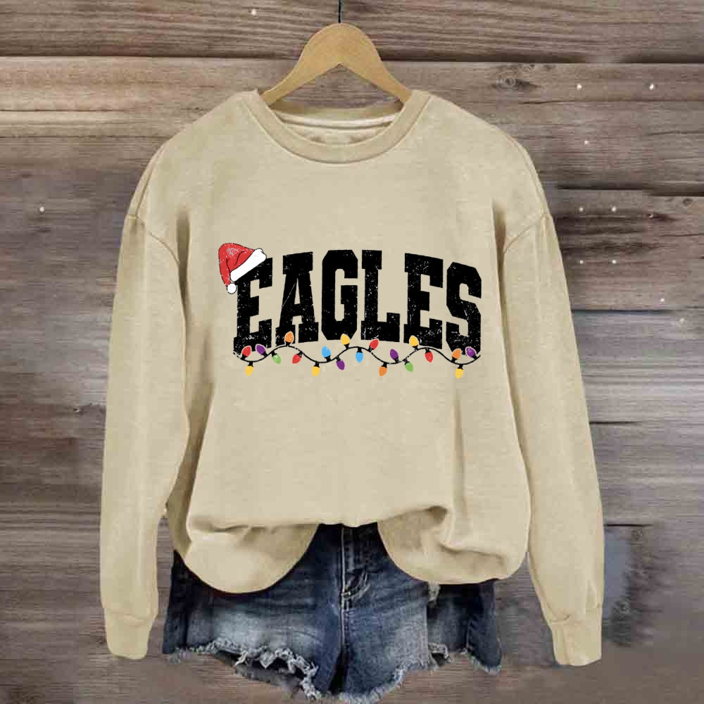 Personalized Mascot Eagles Christmas Lights Sweatshirt