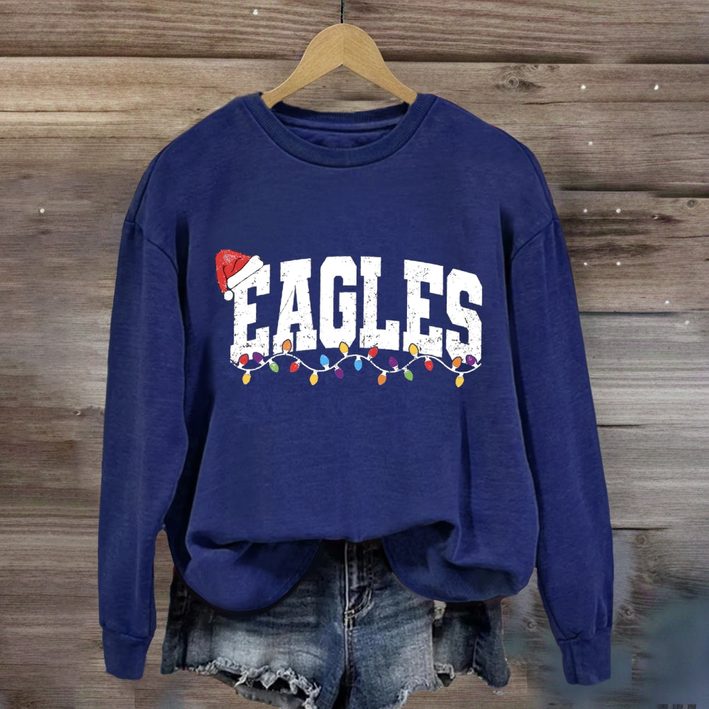 Personalized Mascot Eagles Christmas Lights Sweatshirt