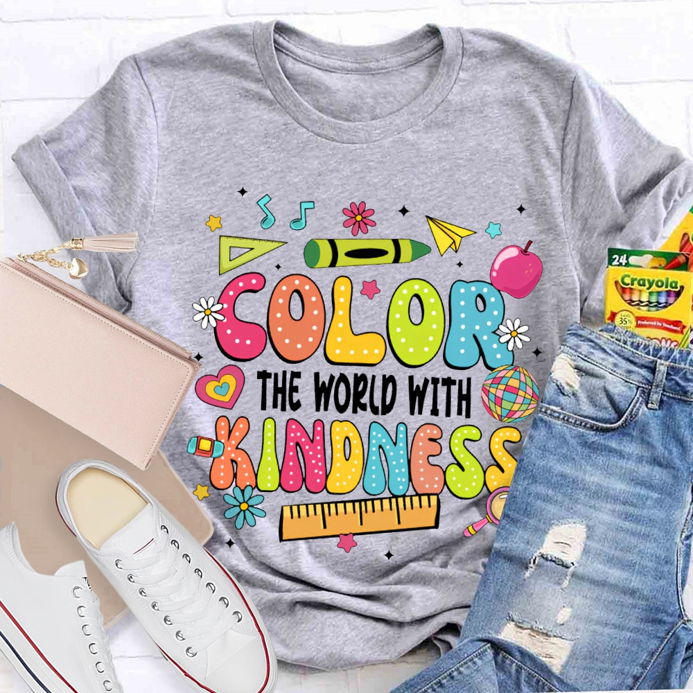 Color The World With Kindness Colored Fonts T-shirt