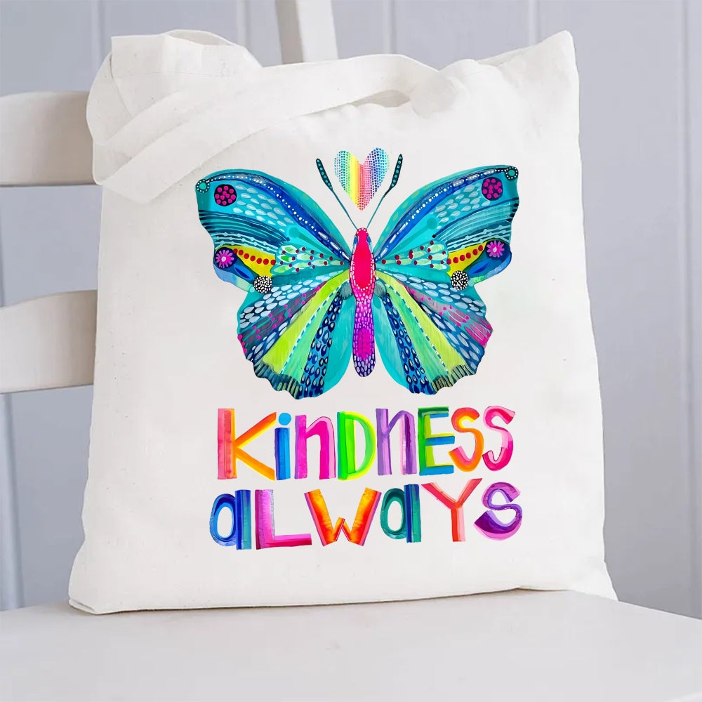 Kindness Always Butterfly Canvas Tote Bag