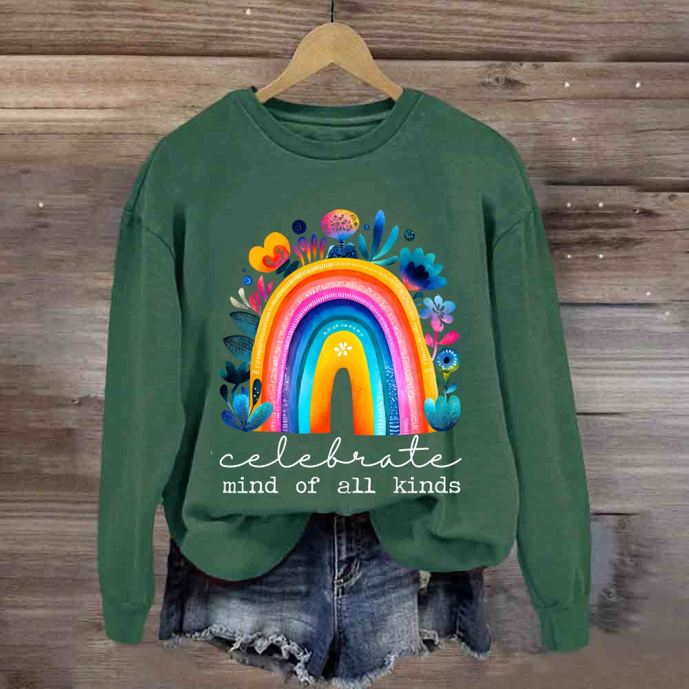 Celebrate Minds Of All Kinds Rainbow Floral Sweatshirt