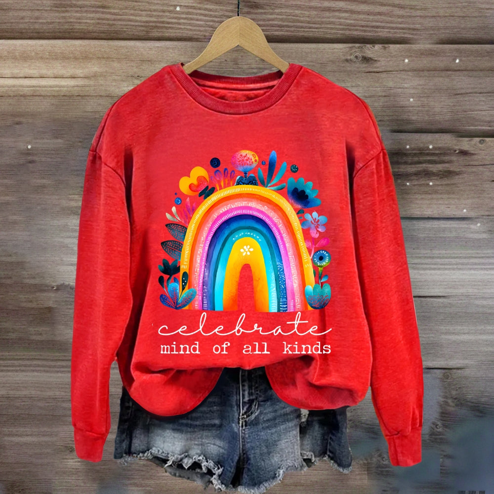 Celebrate Minds Of All Kinds Rainbow Floral Sweatshirt
