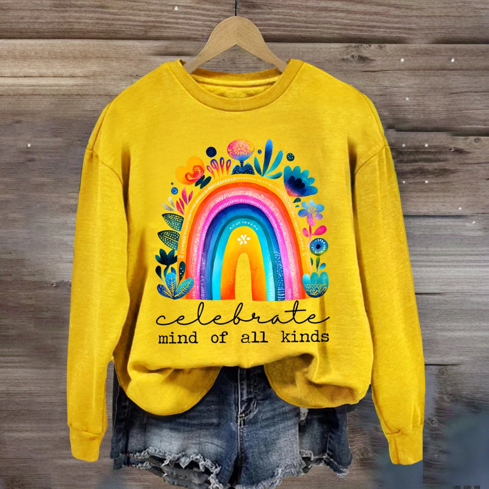 Celebrate Minds Of All Kinds Rainbow Floral Sweatshirt