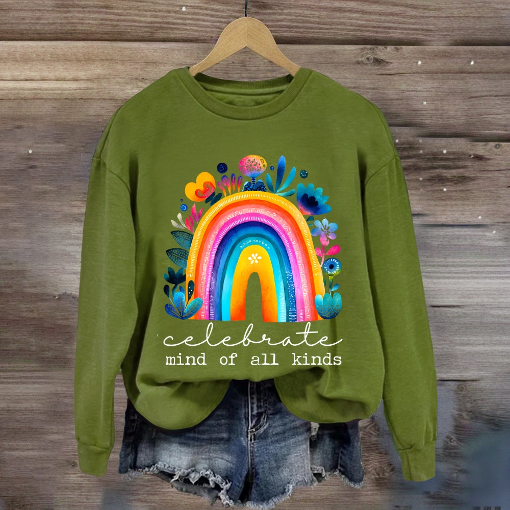 Celebrate Minds Of All Kinds Rainbow Floral Sweatshirt