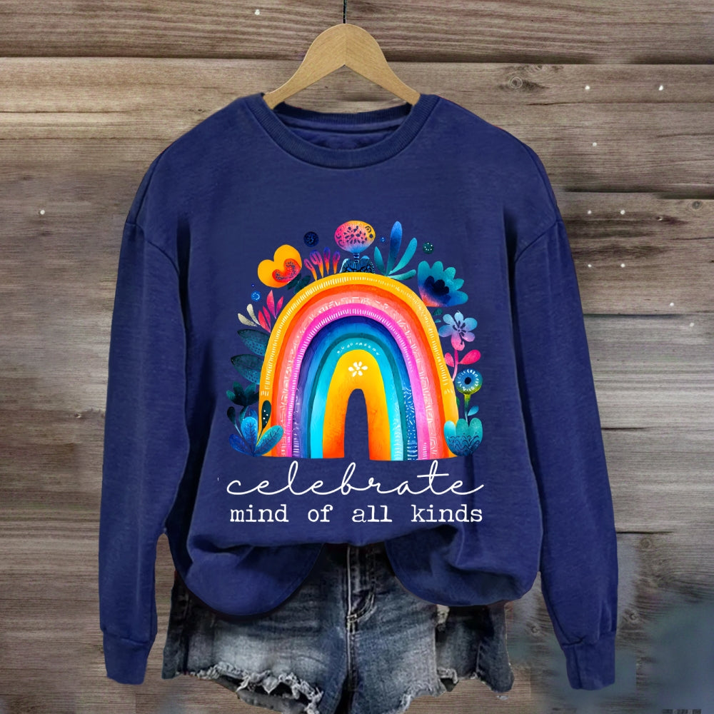 Celebrate Minds Of All Kinds Rainbow Floral Sweatshirt