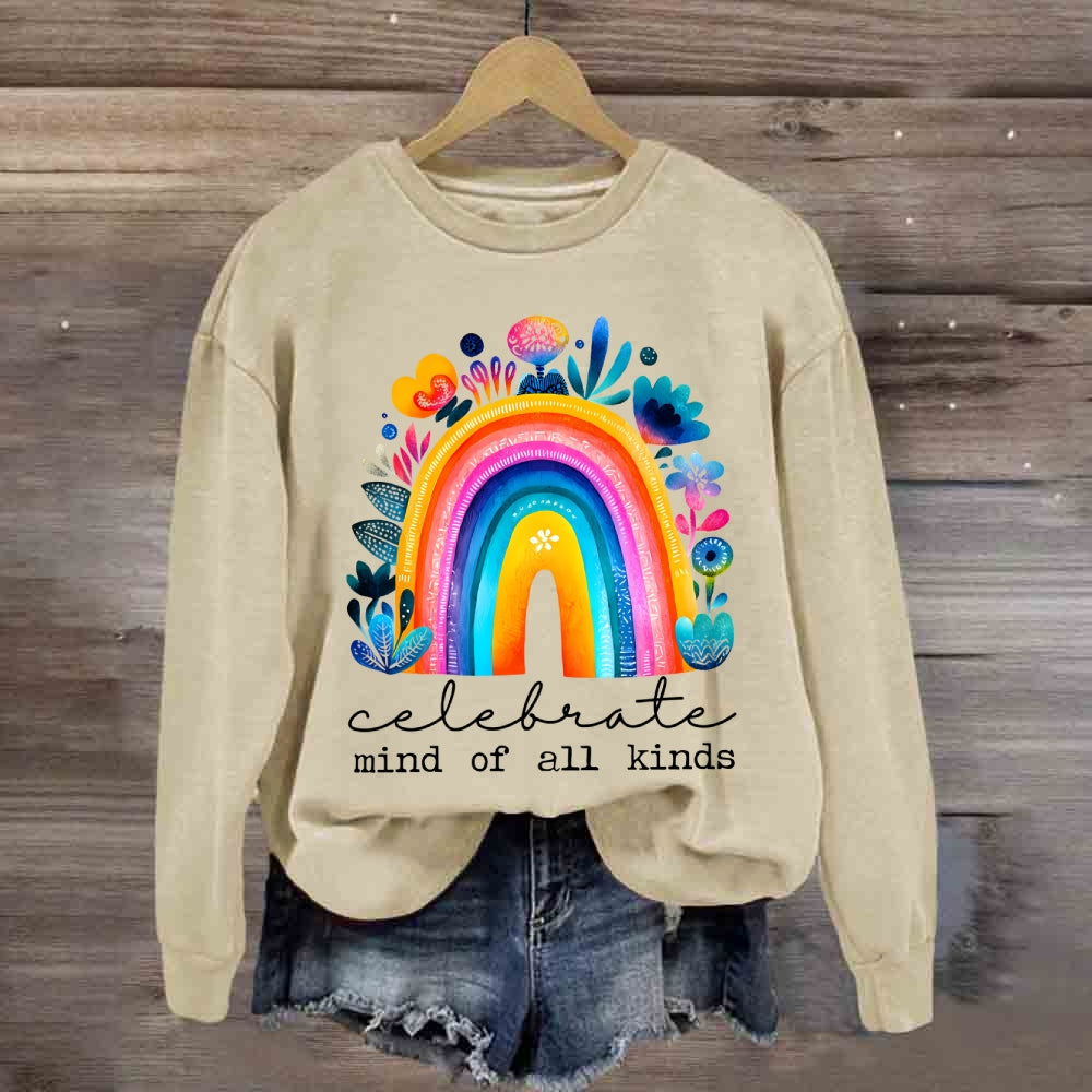 Celebrate Minds Of All Kinds Rainbow Floral Sweatshirt