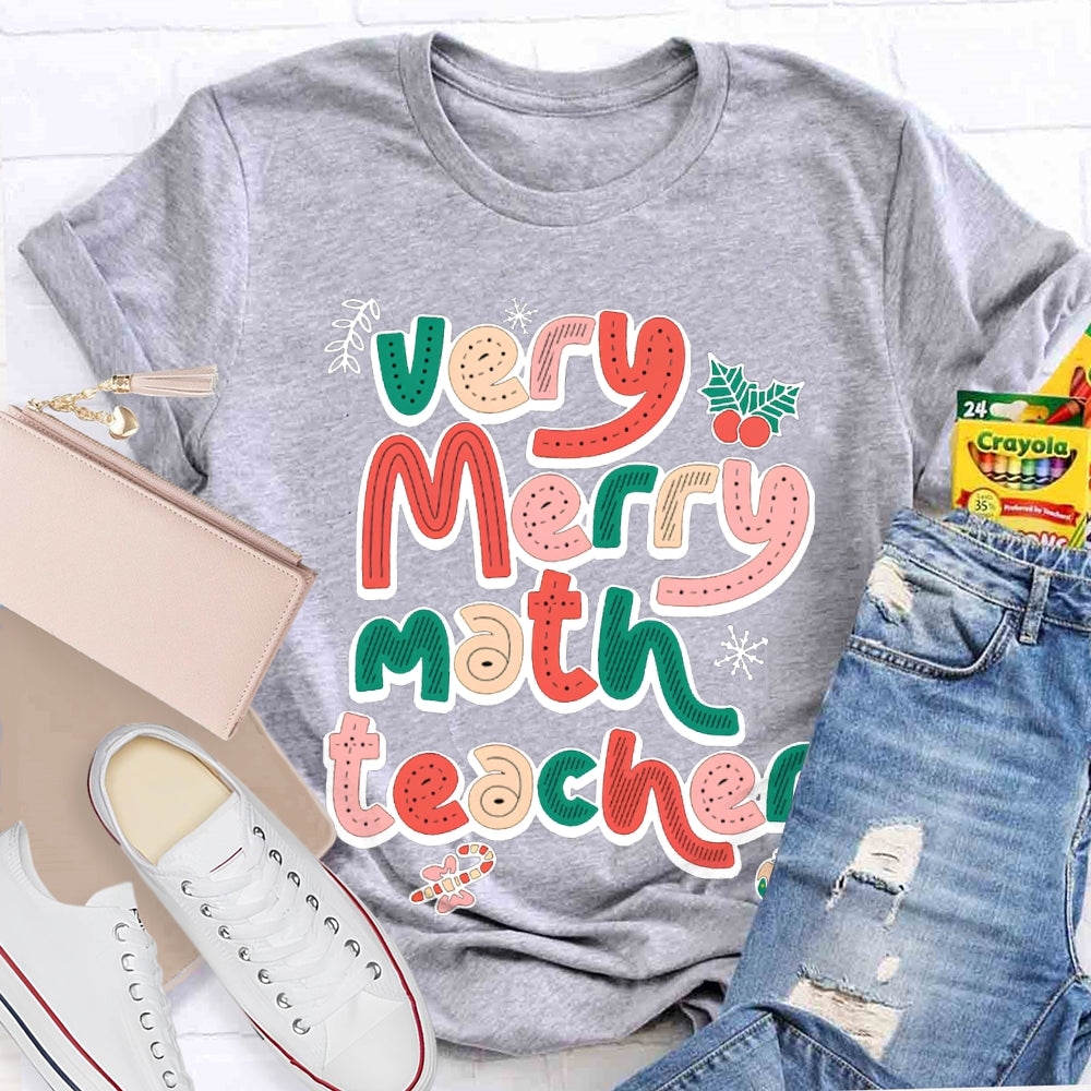 Very Merry Math Teacher Christmas Vibes Fonts T-shirt