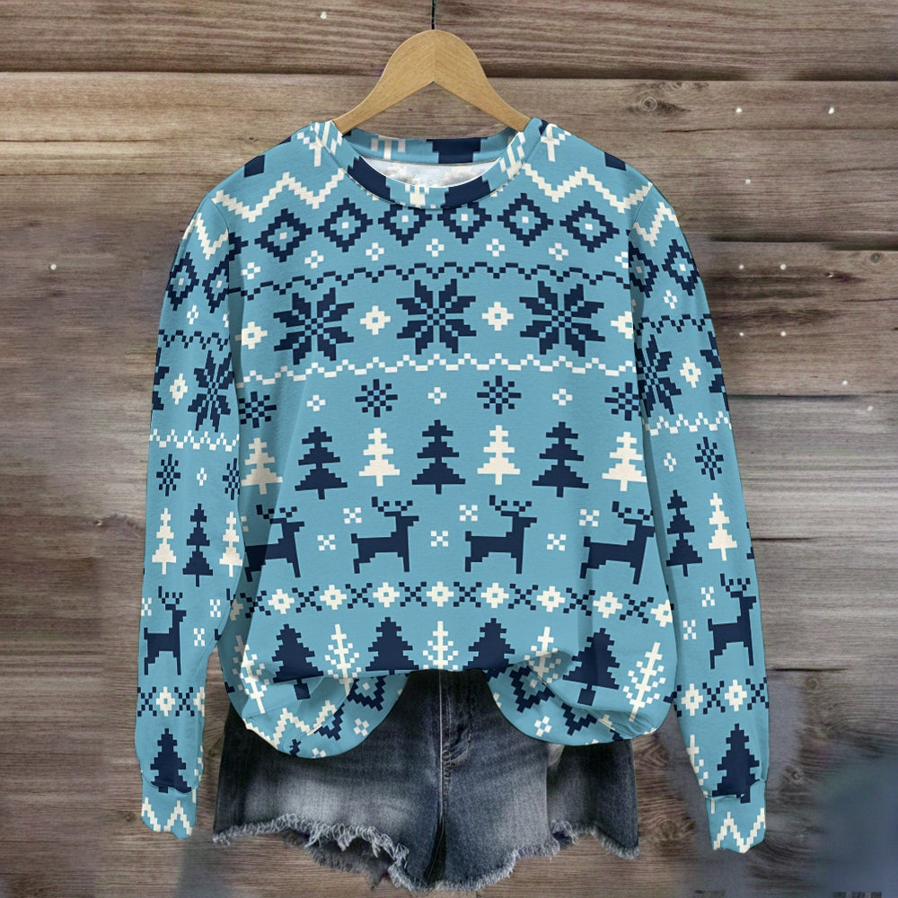 Blue Snowflake Reindeer Teacher Sweatshirt