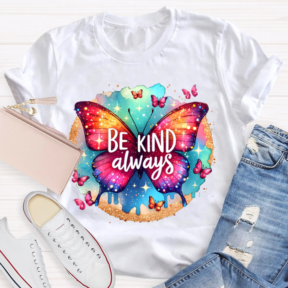 Be Kind Colorful Tie-Dye Butterfly Print T-shirt