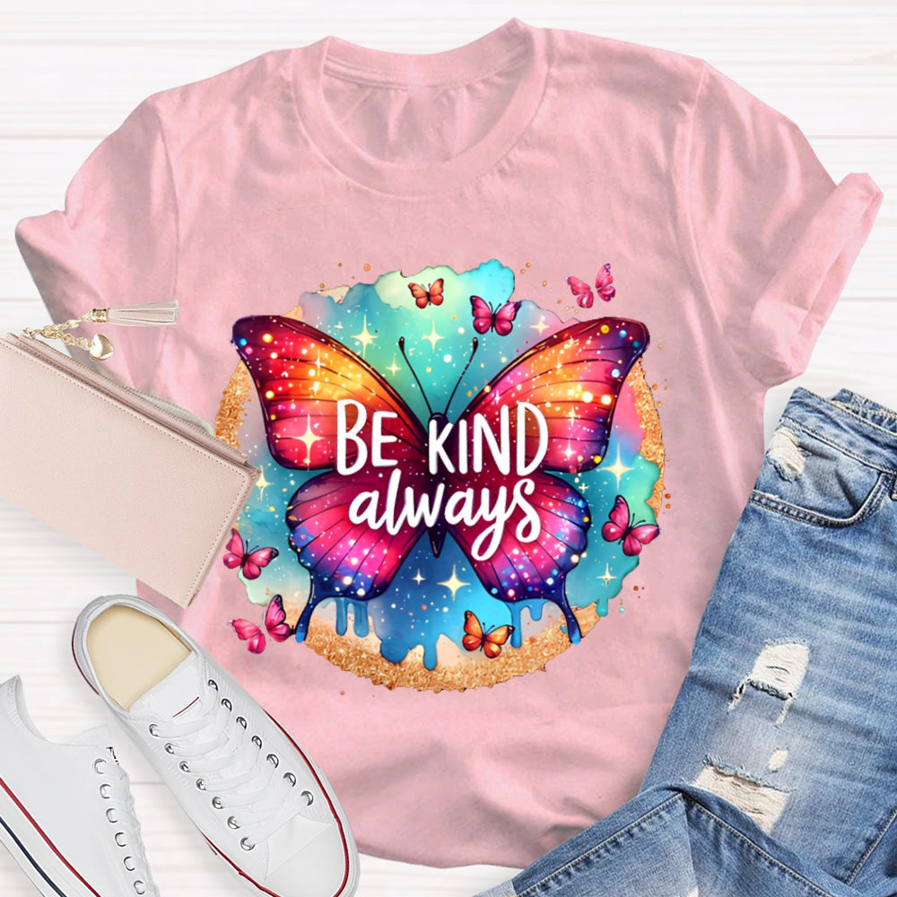 Be Kind Colorful Tie-Dye Butterfly Print T-shirt