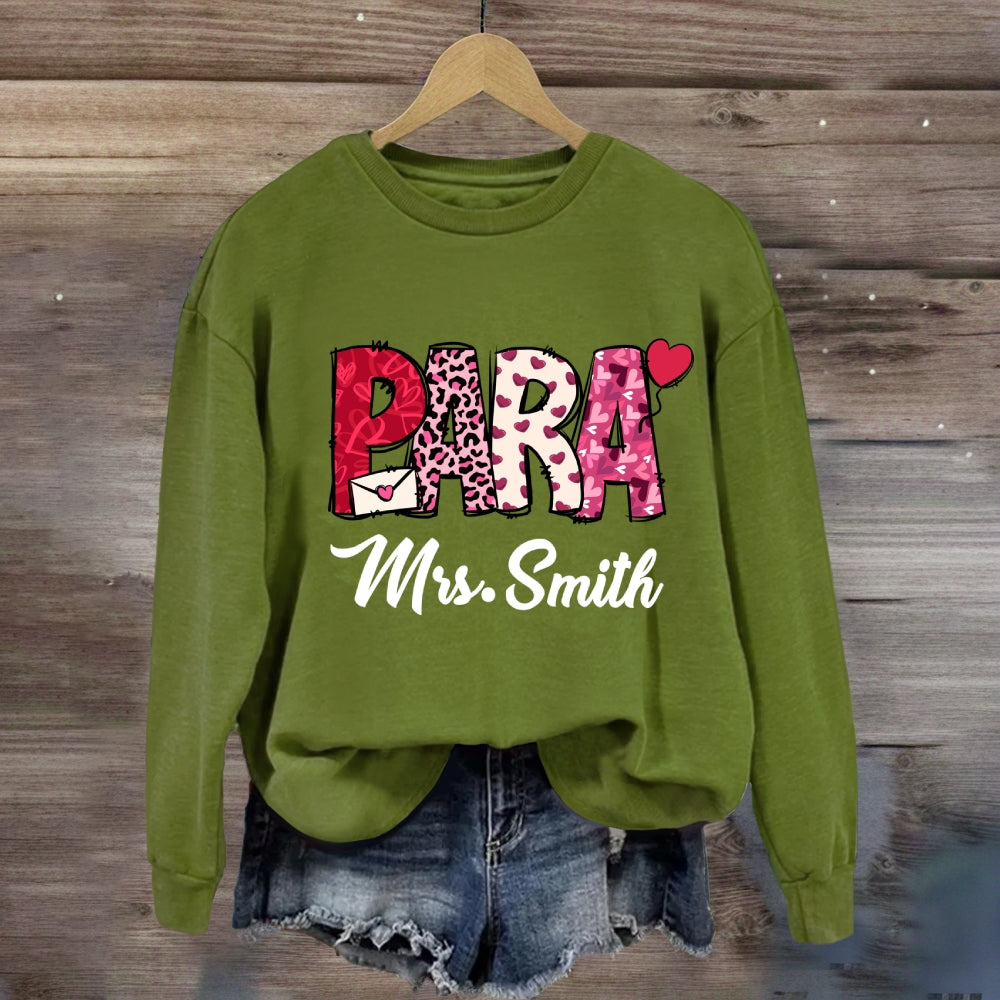 Personalized Name Valentine'S Day Para Sweatshirt