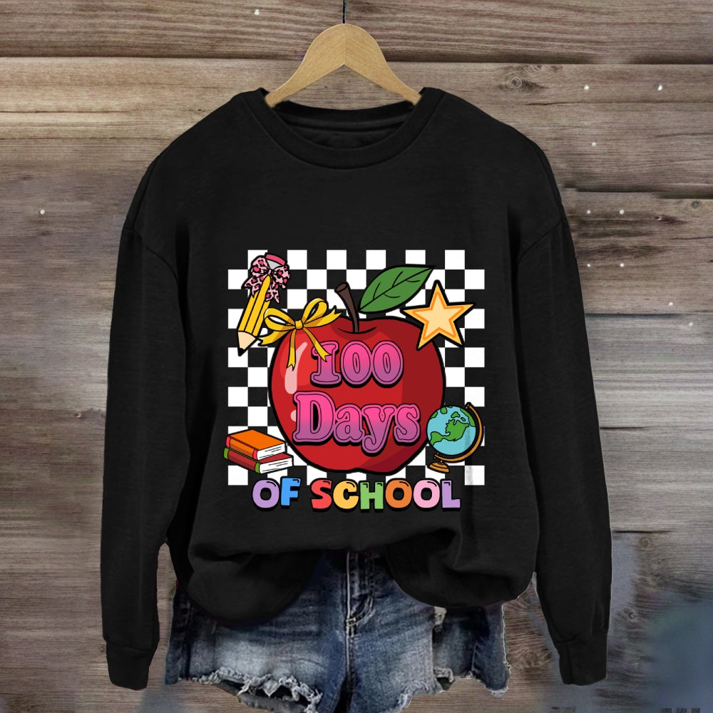 100 Days Of School Apple Chessboard Sweatshirt
