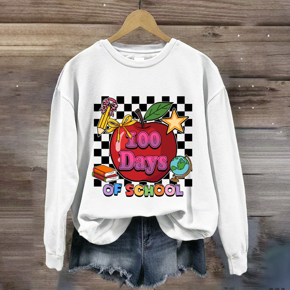 100 Days Of School Apple Chessboard Sweatshirt