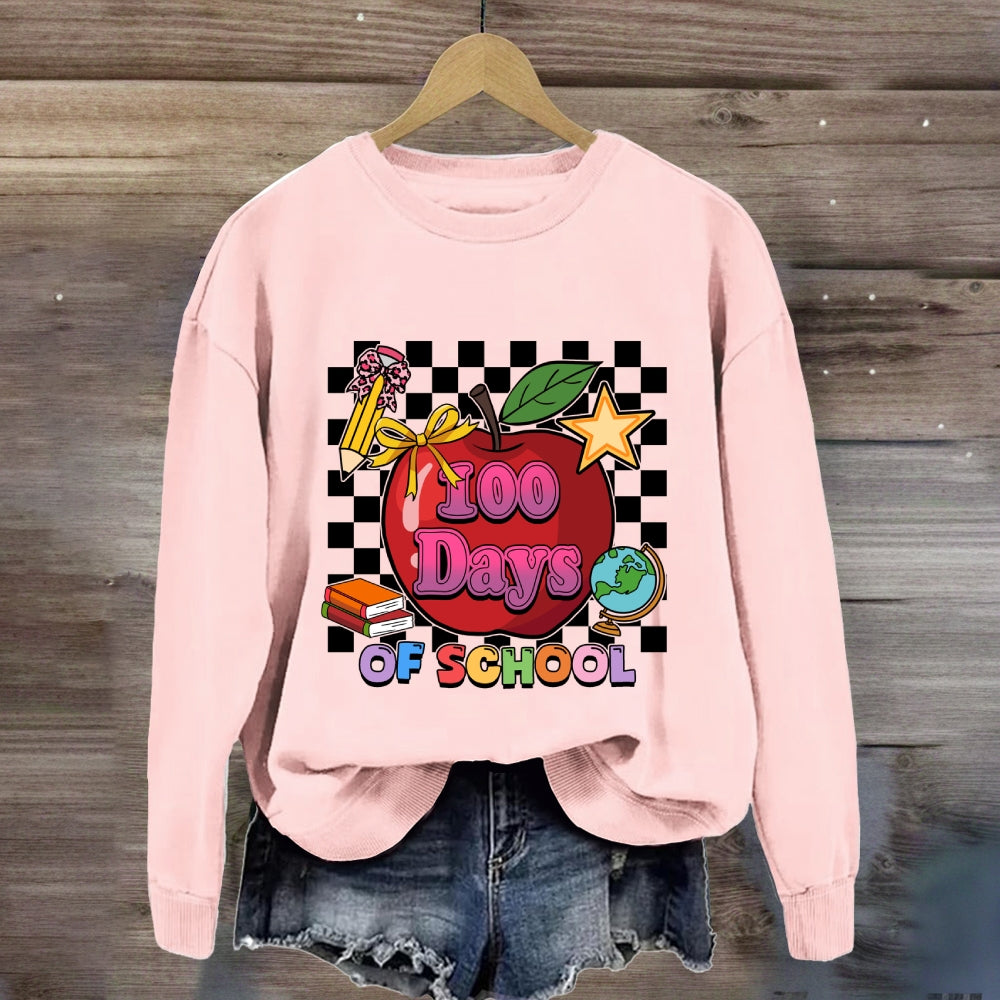 100 Days Of School Apple Chessboard Sweatshirt