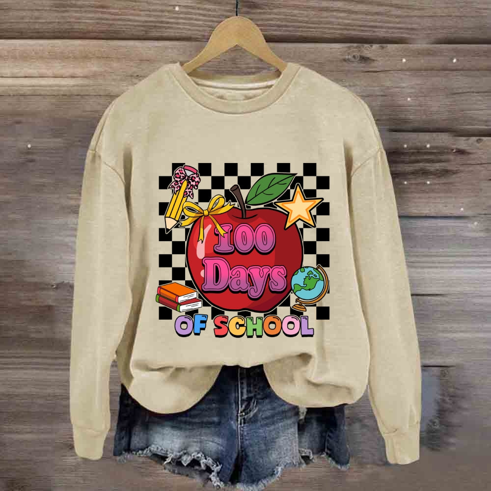 100 Days Of School Apple Chessboard Sweatshirt
