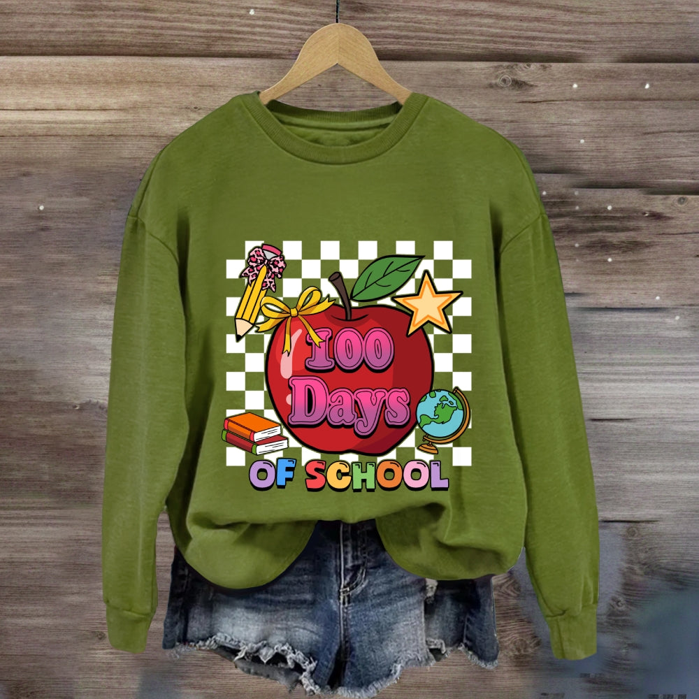 100 Days Of School Apple Chessboard Sweatshirt