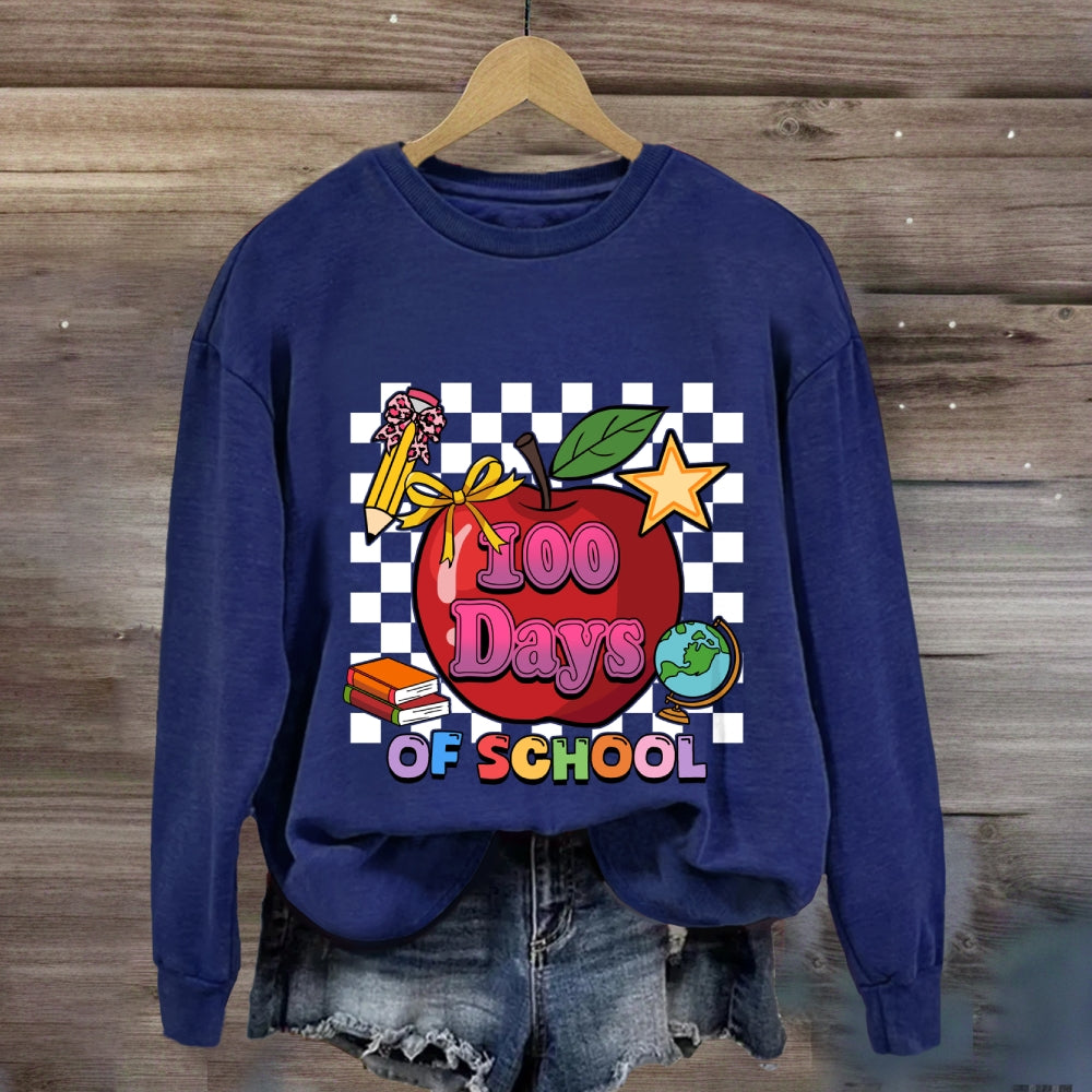 100 Days Of School Apple Chessboard Sweatshirt
